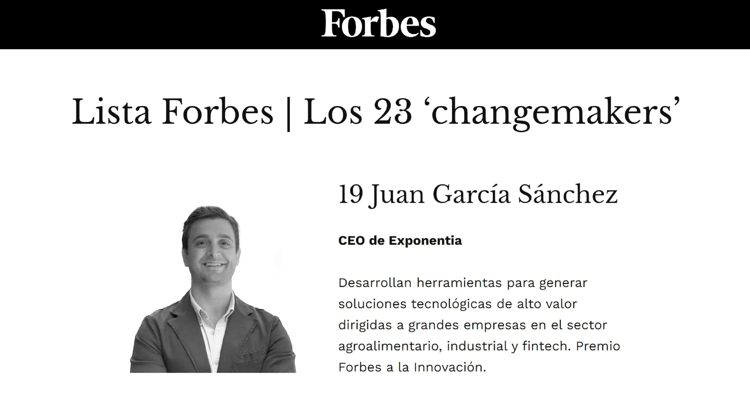 Juan García Sánchez, CEO de Exponentia, en la lista Forbes